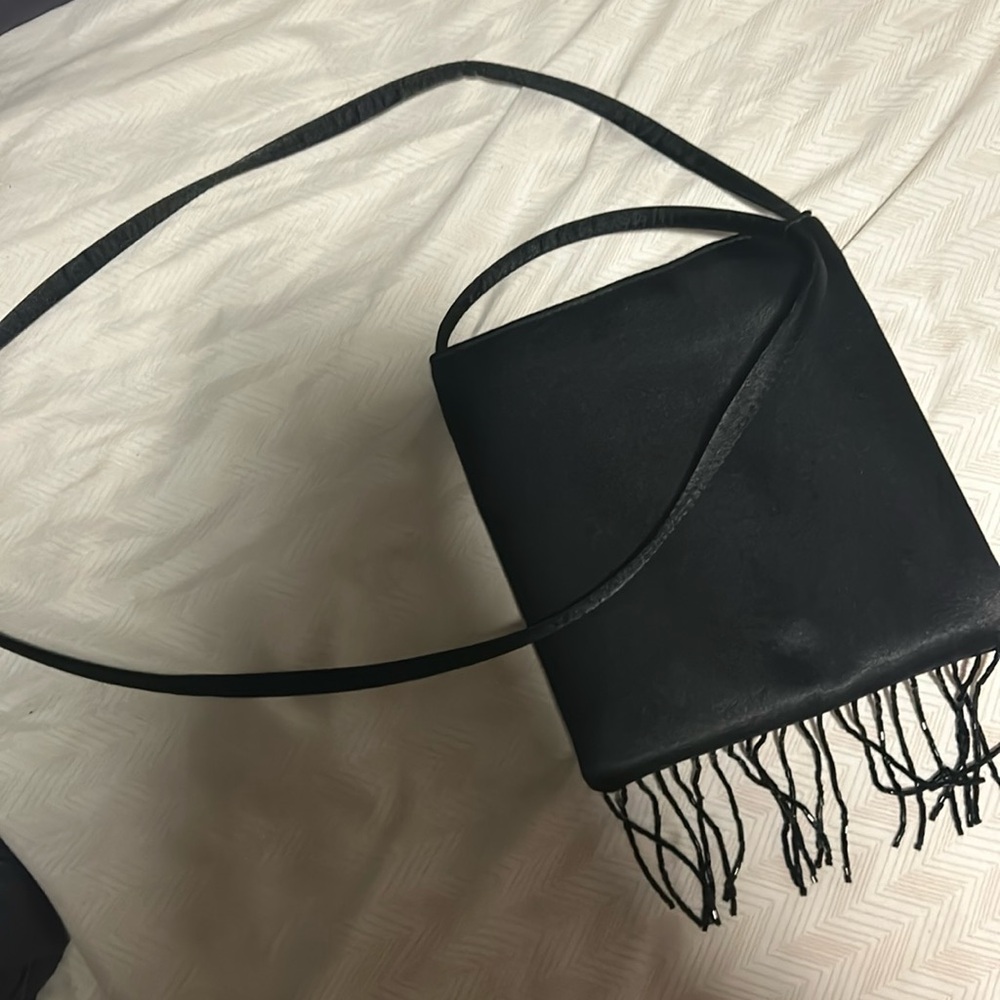 XOXO Black Satin Fringed Evening Bag